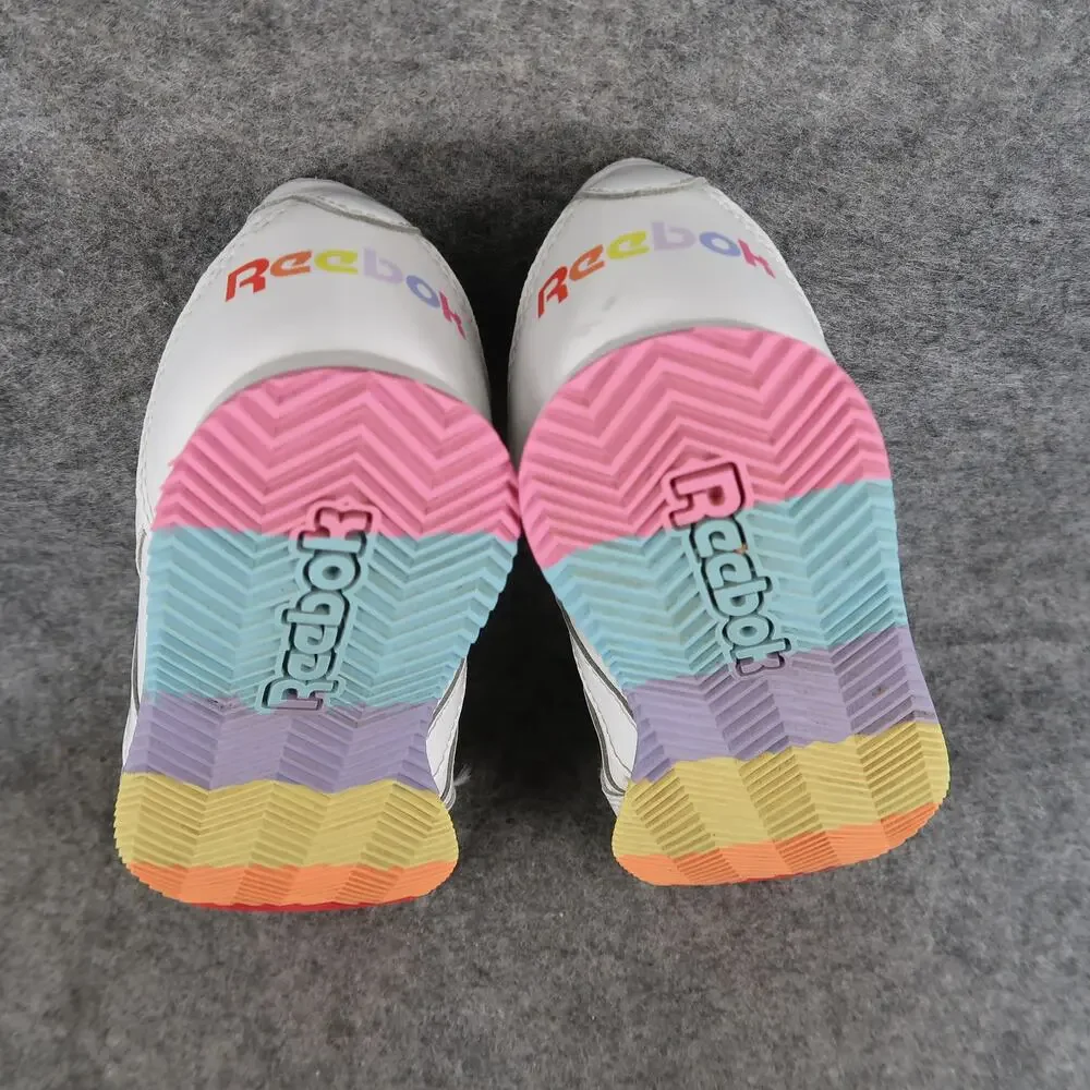 Reebok Shoes Kids 11 Sneakers Classic Jogger Toddler Youth White Lace Up Rainbow
